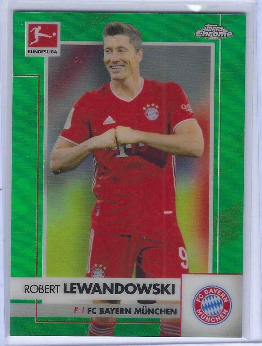 ROBERT LEWANDOWSKI 2020-21 TOPPS CHROME BUNDESLIGA GREEN REFRACTOR #D 96/99