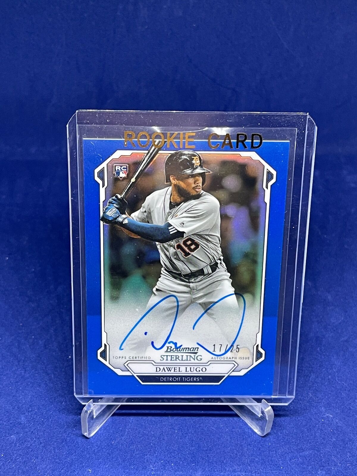 DAWEL LUGO 2019 BOWMAN STERLING BLUE REFRACTOR ON CARD AUTO ROOKIE RC #D 17/25