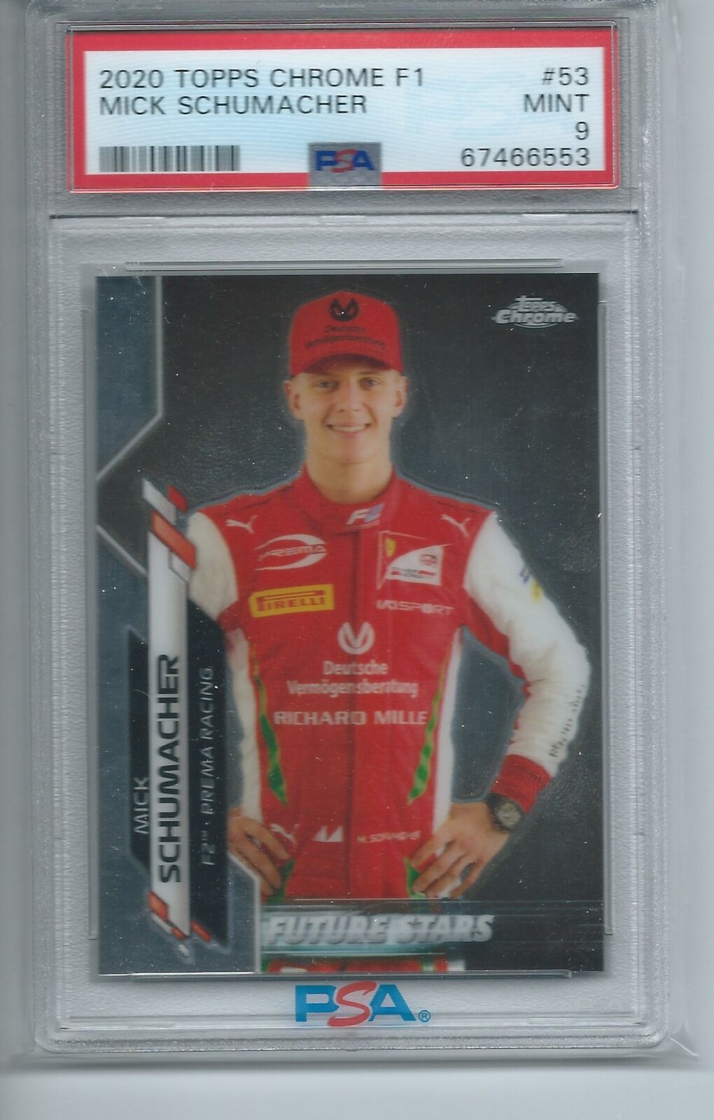 MICK SCHUMACHER 2020 TOPPS CHROME F1 FORMULA ONE FUTURE STARS #53 PSA 9 MINT
