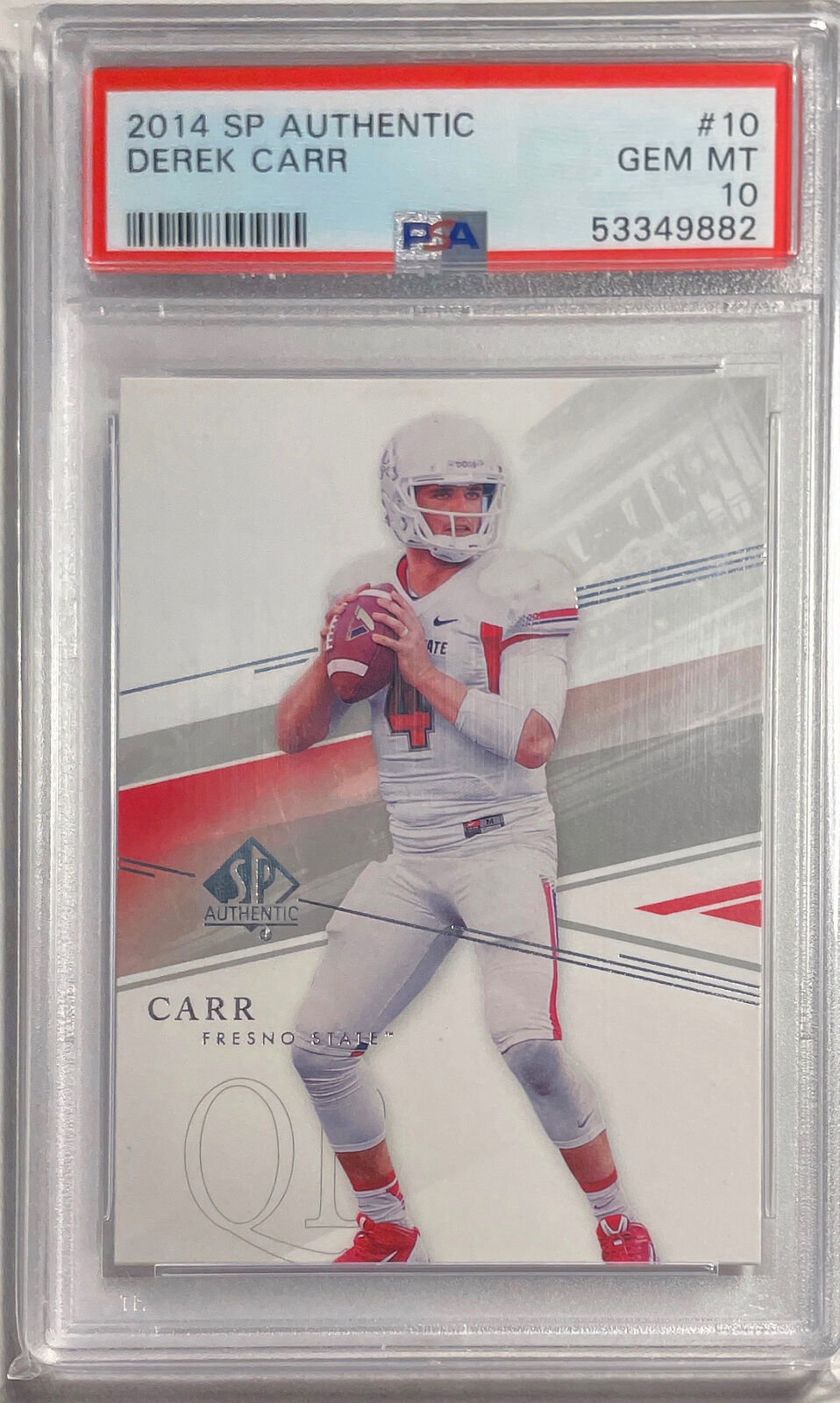 DEREK CARR 2014 SP AUTHENTIC ROOKIE RC #10 PSA 10 GEM MINT
