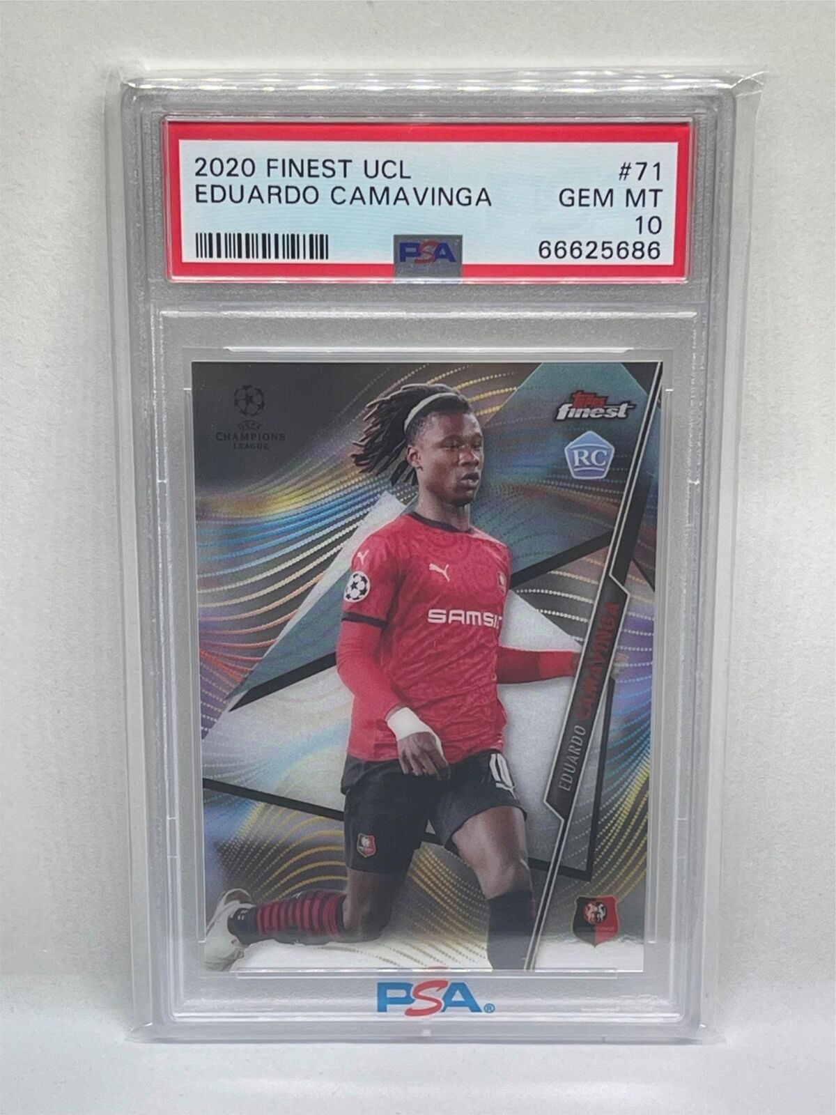 EDUARDO CAMAVINGA 2020-21 TOPPS FINEST UCL #71 ROOKIE RC PSA 10 GEM MINT