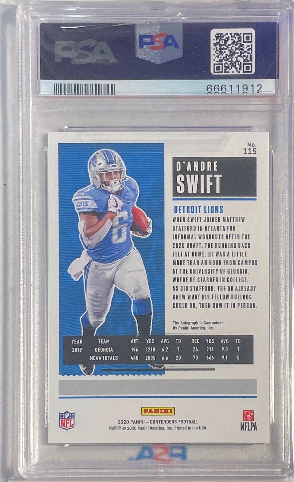 D'ANDRE SWIFT 2020 CONTENDERS PLAYOFF TICKET AUTO RC #D 26/99 PSA 9 MINT POP 4
