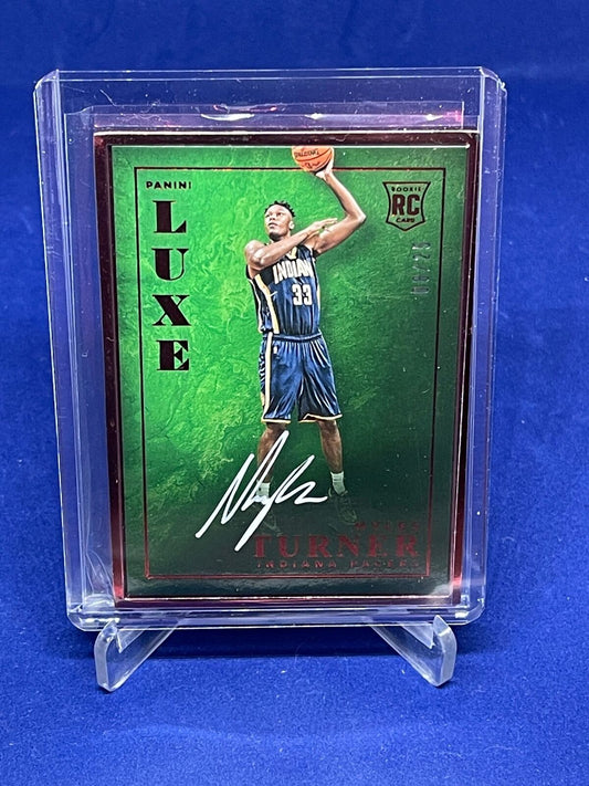 MYLES TURNER 2015-16 PANINI LUXE RED FRAMED ON CARD AUTO ROOKIE RC #D 8/25