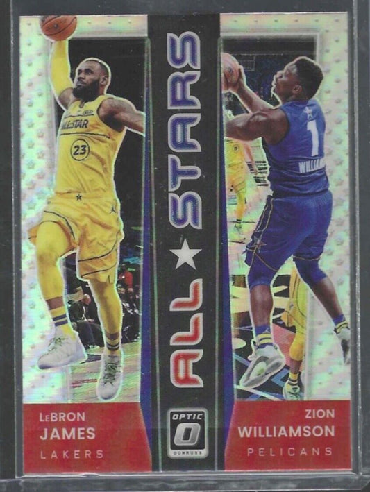 LEBRON JAMES ZION WILLIAMSON 2021-22 PANINI OPTIC SILVER HOLO PRIZM ALL STARS #1