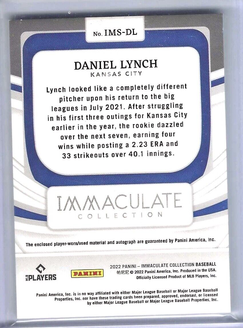 DANIEL LYNCH 2022 PANINI IMMACULATE SILVER BUTTON PATCH AUTO #D 06/10