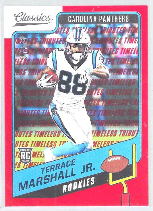 TERRACE MARSHALL JR 2021 PANINI CLASSICS TIMELESS TRIBUTES RED ROOKIE RC #D /75