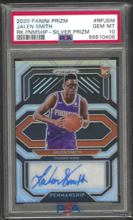 JALEN SMITH 2020-21 PANINI PRIZM SILVER PRIZM ROOKIE AUTO RC PSA 10 GEM POP 2