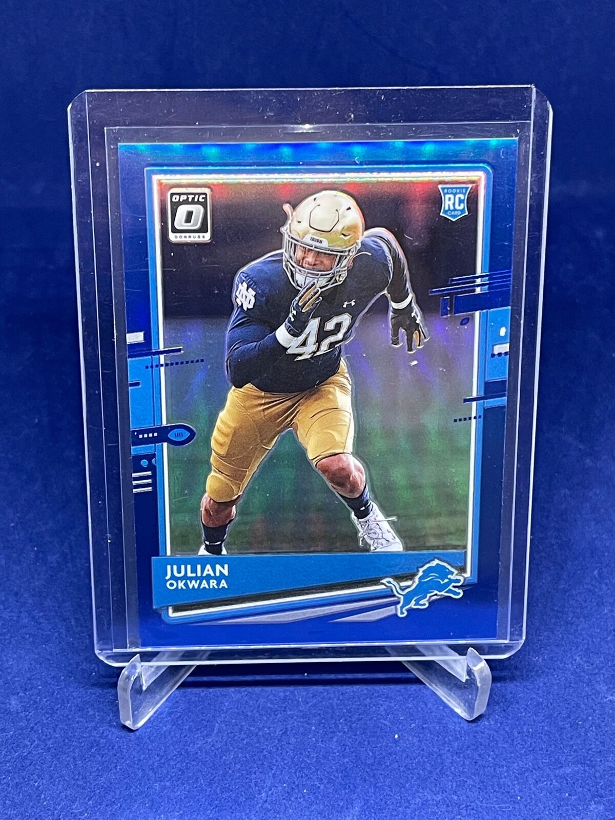 JULIAN OKWARA 2020 PANINI DONRUSS OPTIC BLUE PRIZM HOLO ROOKIE RC #D 98/125