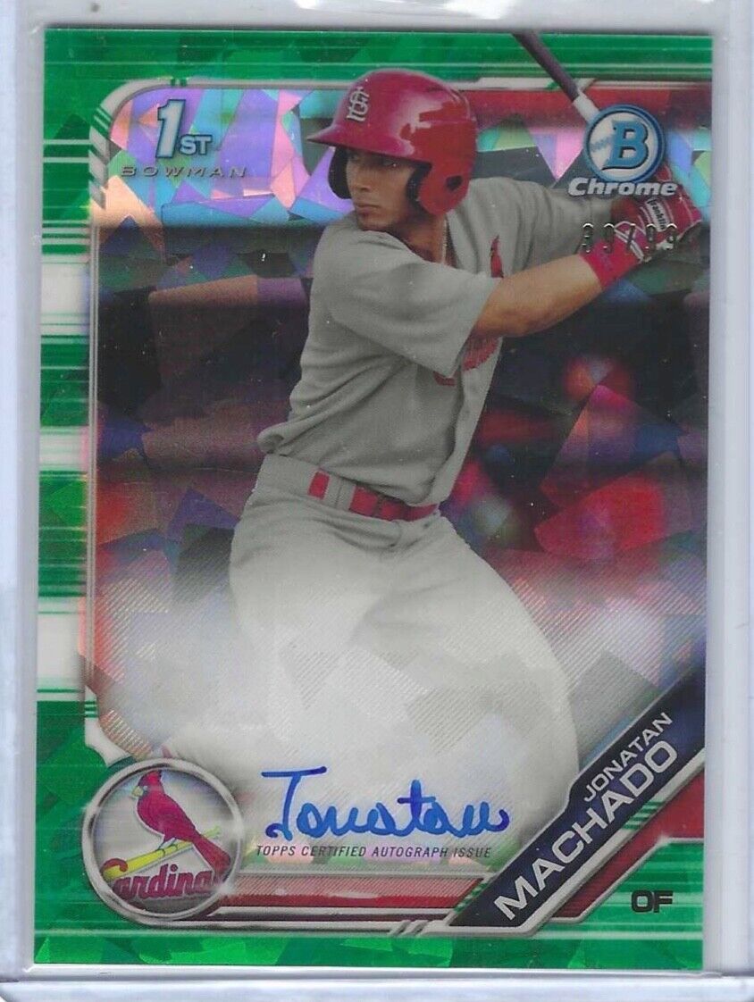 JONATAN MACHADO 2019 BOWMAN CHROME GREEN ATOMIC REFRACTOR PROSPECT AUTO #D 39/99