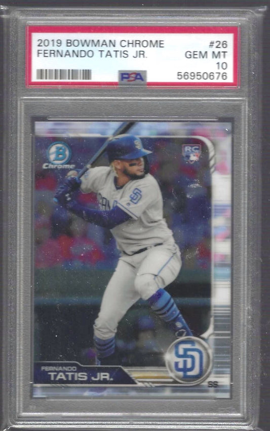 FERNANDO TATIS JR 2019 BOWMAN CHROME ROOKIE RC PSA 10 GEM MINT