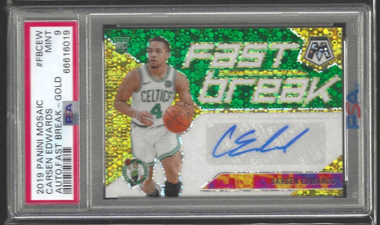 CARSEN EDWARDS 2019-20 PANINI MOSAIC GOLD FAST BREAK AUTO RC /10 PSA 9 POP 1/1