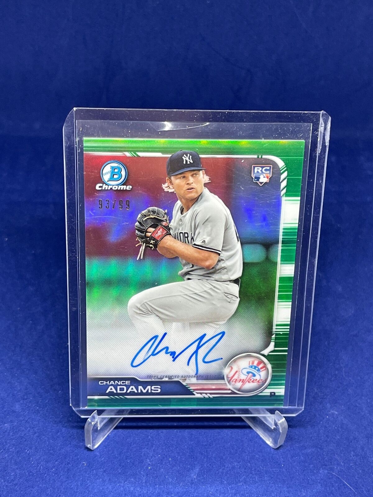 CHANCE ADAMS 2019 BOWMAN CHROME GREEN REFRACTOR ON CARD AUTO ROOKIE RC #D 93/99