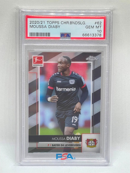 MOUSSA DIABY 2020-21 TOPPS CHROME BUNDESLIGA ROOKIE RC #62 PSA 10 GEM MINT