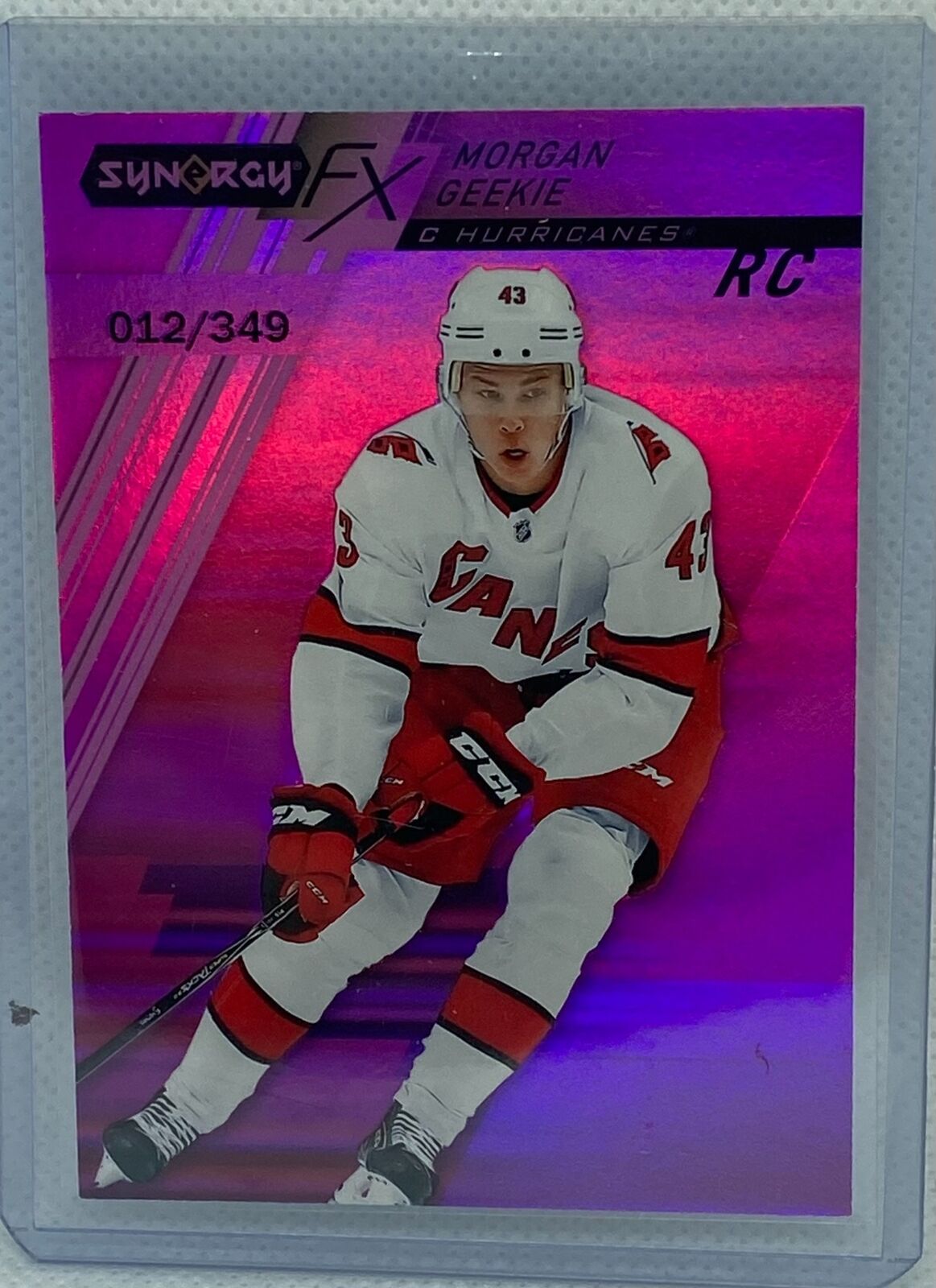 MORGAN GEEKIE 2020-21 UPPER DECK SYNERGY FX PURPLE RC #D 12/349