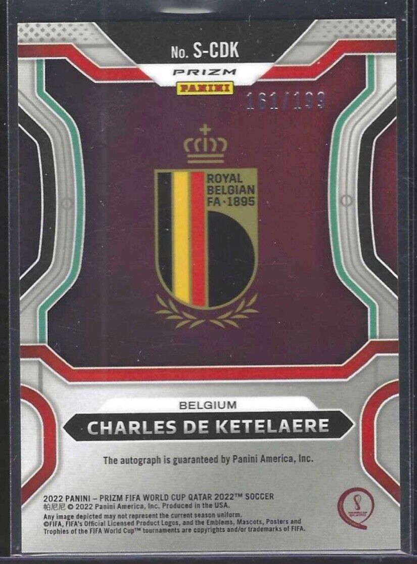 CHARLES DE KETELAERE 2021-22 PANINI PRIZM WORLD CUP SILVER PRIZM AUTO #D 161/199