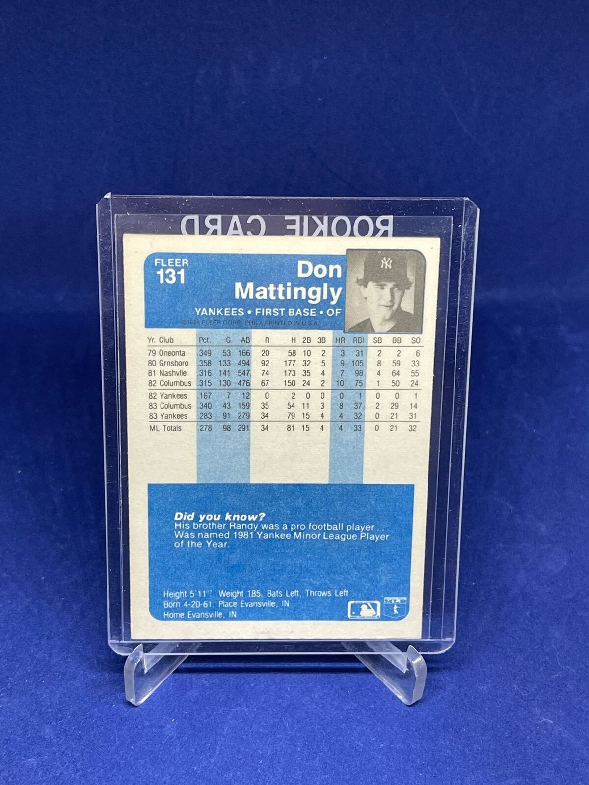 DON MATTINGLY 1984 FLEER ROOKIE RC #131