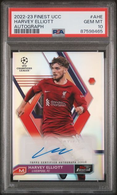 HARVEY ELLIOTT 2022-23 FINEST UEFA UCL REFRACTOR AUTO PSA 10 GEM MINT POP 1/1