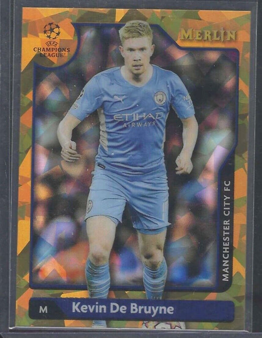 KEVIN DE BRUYNE 2021-22 TOPPS MERLIN GOLD ATOMIC ICE REFRACTOR #D 29/50