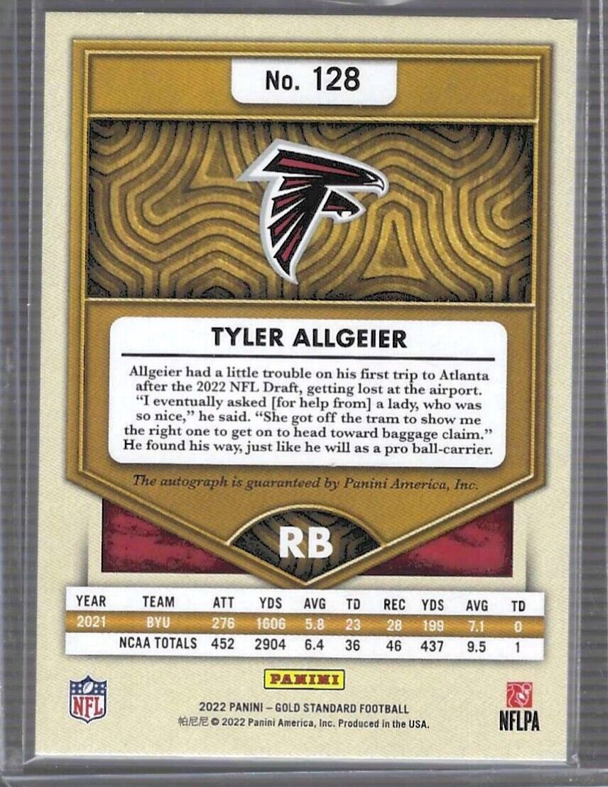 TYLER ALLGEIER 2022 PANINI GOLD STANDARD PURPLE ROOKIE AUTO RC #D 03/25