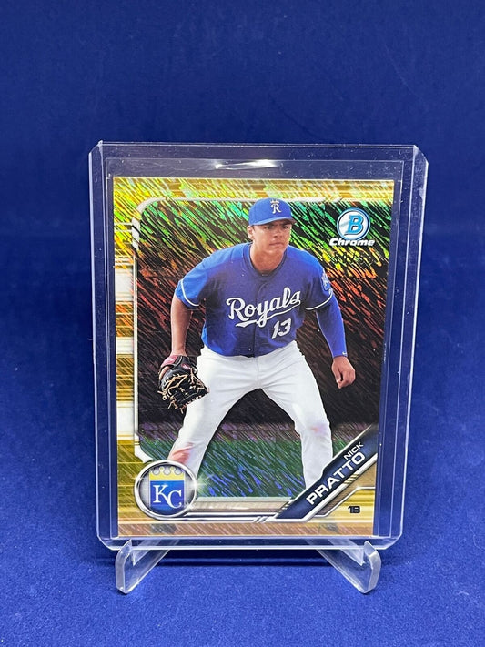 NICK PRATTO 2019 BOWMAN CHROME GOLD SHIMMER REFRACTOR PROSPECT #D 50/50
