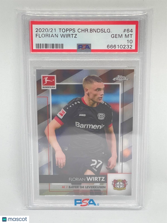 FLORIAN WIRTZ 2020-21 TOPPS CHROME BUNDESLIGA RC #64 PSA 10 GEM MINT