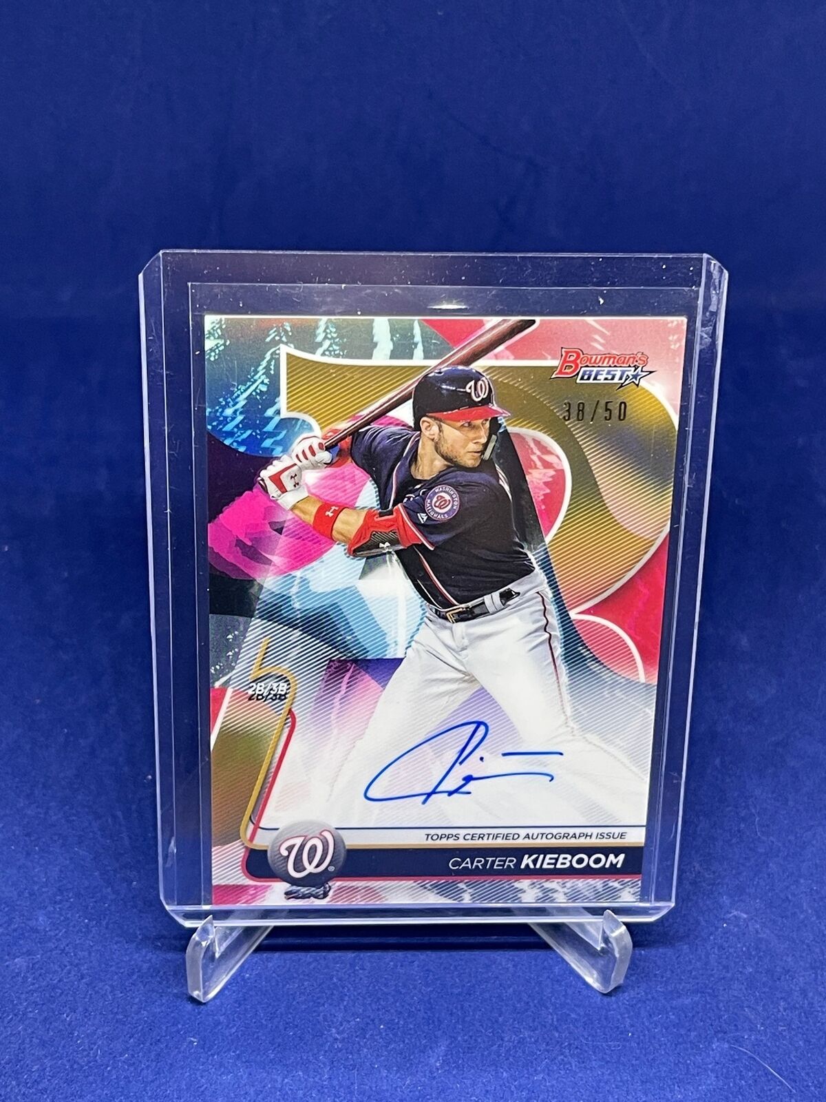 CARTER KIEBOOM 2020 BOWMANS BEST ON CARD AUTO GOLD REFRACTOR #D 38/50