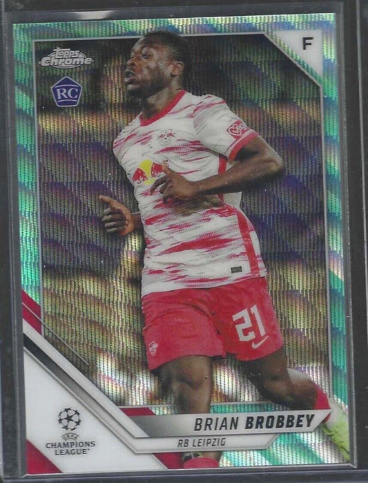 BRIAN BROBBEY 2021-22 TOPPS CHROME UCL AQUA WAVE REFRACTOR ROOKIE RC #D 138/199