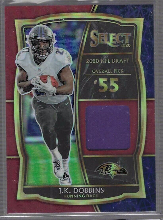 JK DOBBINS 2020 PANINI SELECT MAROON PRIZM ROOKIE JERSEY RC #RS-JKD