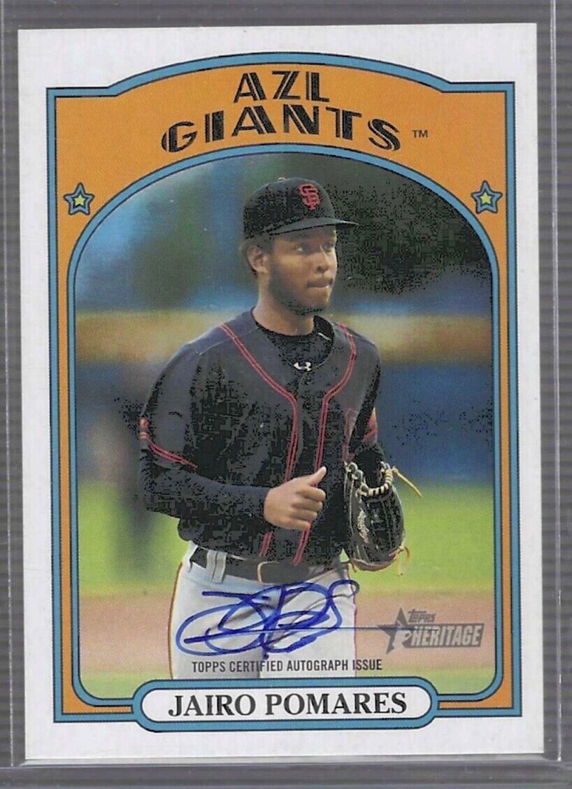 JAIRO POMARES 2021 TOPPS HERITAGE MINORS REAL ONE PROSPECT ON CARD AUTO #ROA-JP
