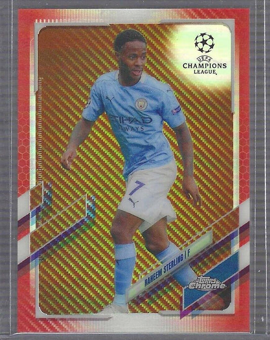 RAHEEM STERLING 2020-21 TOPPS CHROME UEFA RED CARBON SSP REFRACTOR #76