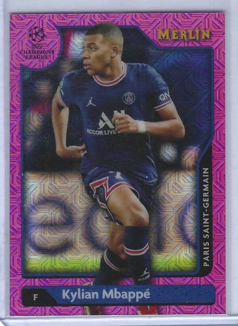 KYLIAN MBAPPE 2021-22 TOPPS MERLIN PINK MOJO REFRACTOR  #D 204/275