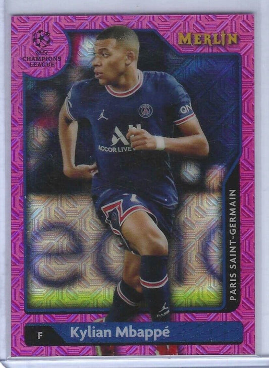 KYLIAN MBAPPE 2021-22 TOPPS MERLIN PINK MOJO REFRACTOR  #D 204/275