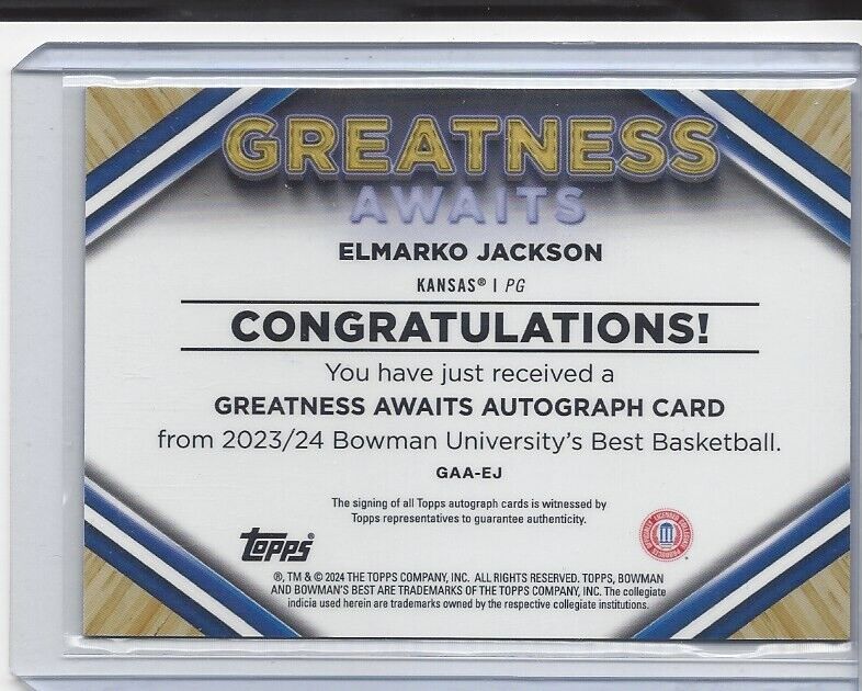 ELMARKO JACKSON 2023 BOWMAN BEST GREATNESS GOLD GEOMETRIC REFRACTOR AUTO /50