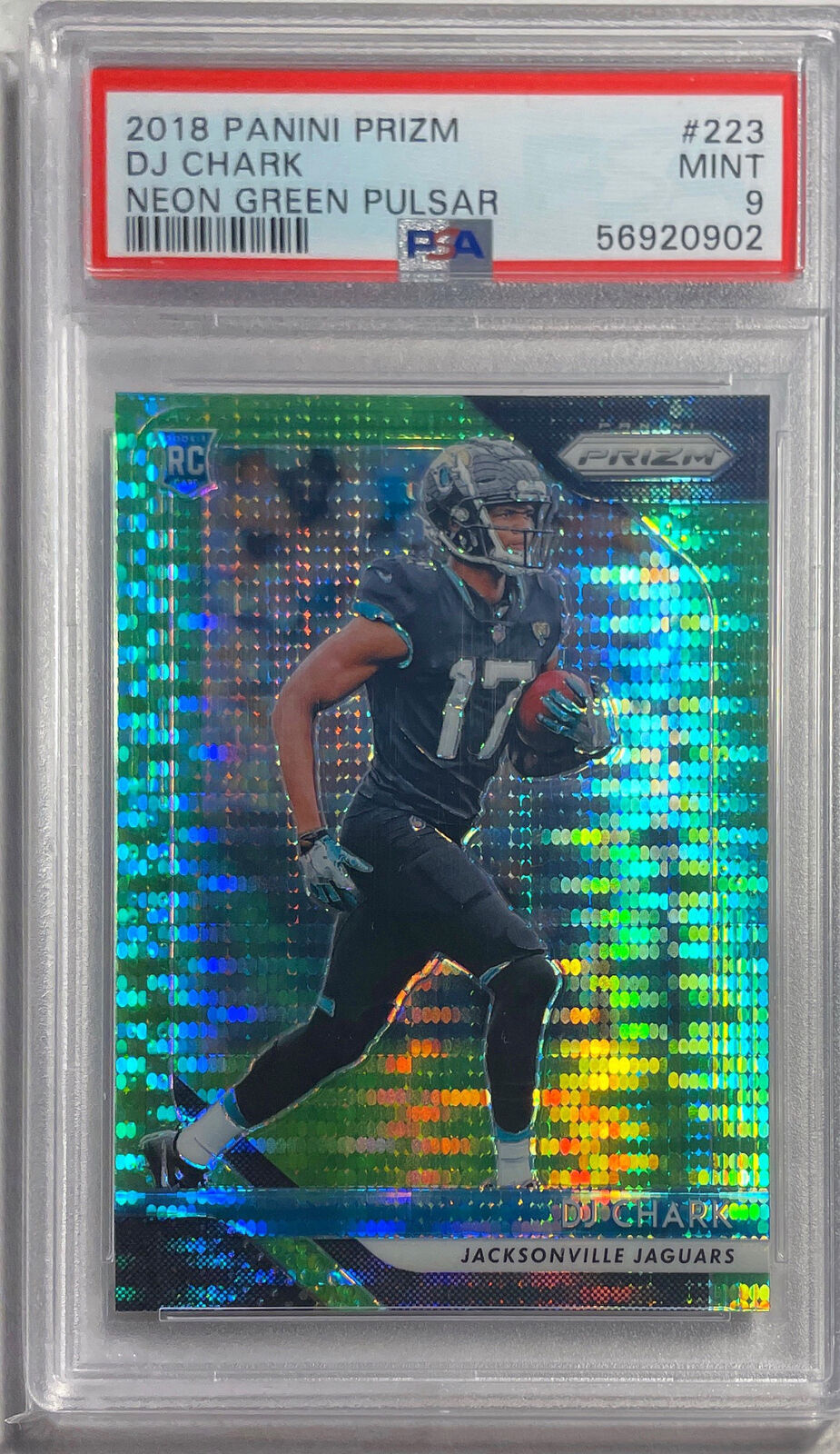 DJ CHARK 2018 PANINI PRIZM NEON GREEN PULSAR PRIZMS RC #223 PSA 9 MINT POP 4