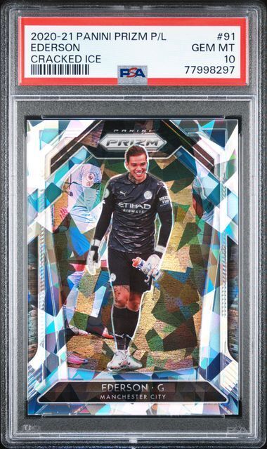 EDERSON 2020-21 PANINI PRIZM PREMIER LEAGUE CRACKED ICE #D 19/23 PSA 10 POP 1/1