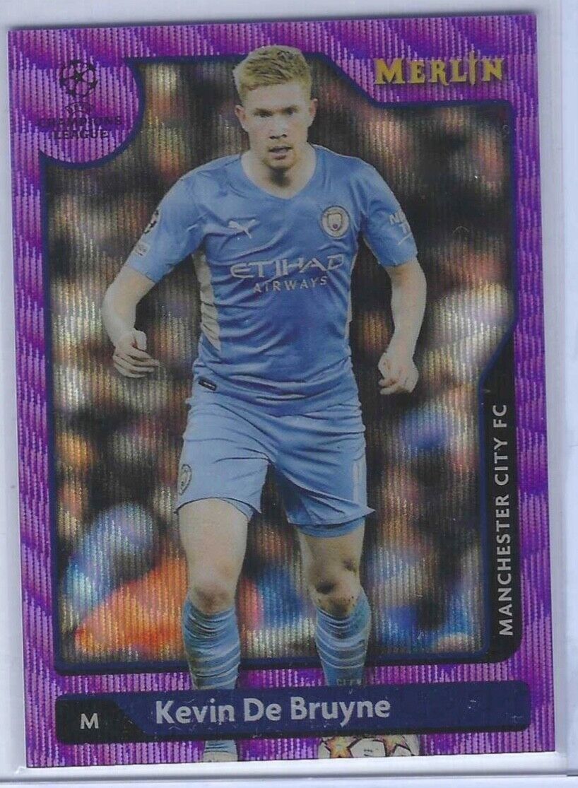 KEVIN DE BRUYNE 2021-22 TOPPS MERLIN PURPLE WAVE REFRACTOR #D 02/15