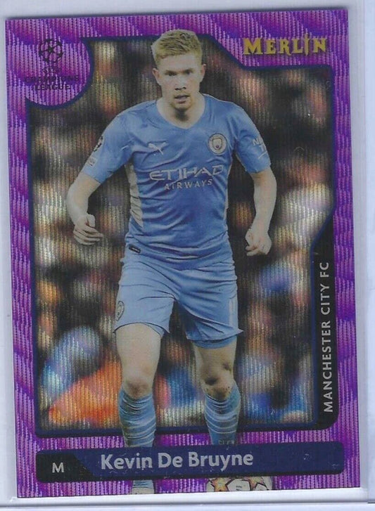 KEVIN DE BRUYNE 2021-22 TOPPS MERLIN PURPLE WAVE REFRACTOR #D 02/15