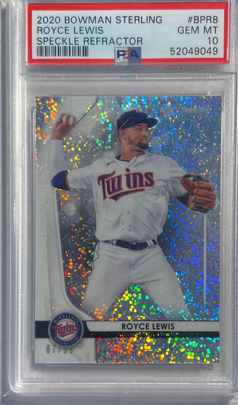 ROYCE LEWIS 2020 BOWMAN STERLING SPECKLE REFRACTOR #D /99 PSA 10 GEM MINT POP 2