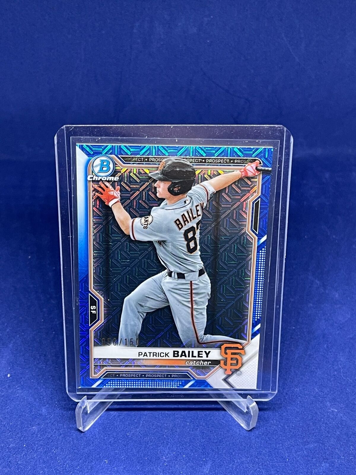 PATRICK BAILEY 2021 BOWMAN CHROME BLUE MEGA BOX MOJO REFRACTOR PROSPECT #D /150