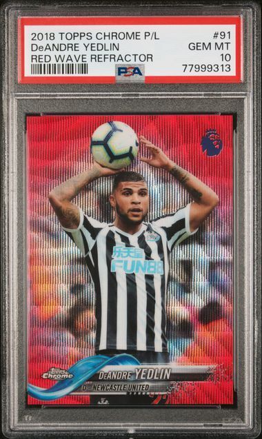 DEANDRE YEDLIN 2018-19 TOPPS CHROME EPL RED WAVE REFRACTOR #D 2/10 PSA 10 GEM