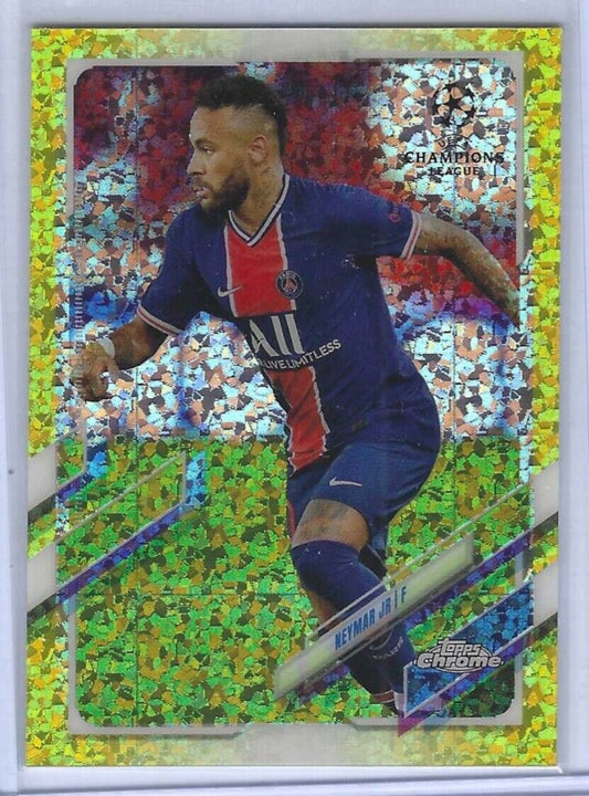 NEYMAR JR 2020-21 TOPPS CHROME UEFA YELLOW MINI DIAMOND REFRACTOR #D /299