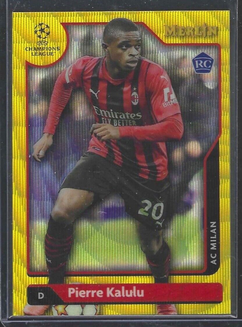 PIERRE KALULU 2021-22 TOPPS MERLIN YELLOW WAVE REFRACTOR RC #D 099/225