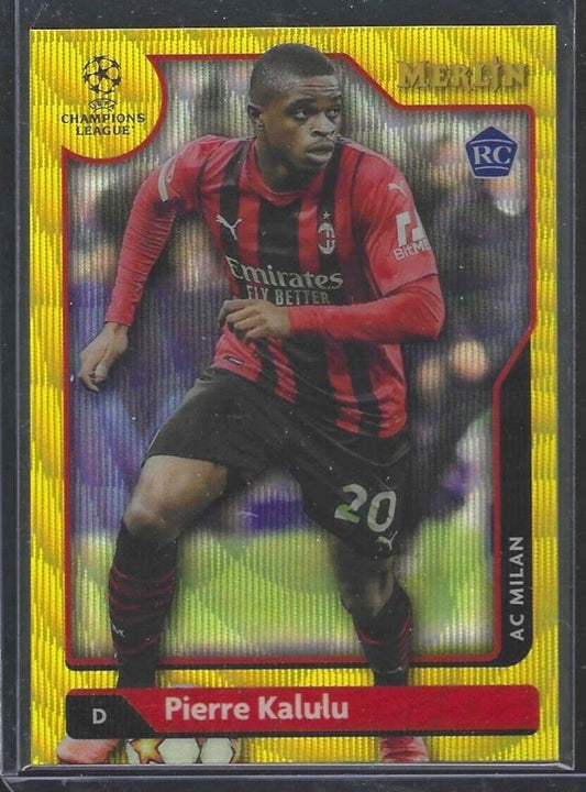 PIERRE KALULU 2021-22 TOPPS MERLIN YELLOW WAVE REFRACTOR RC #D 099/225