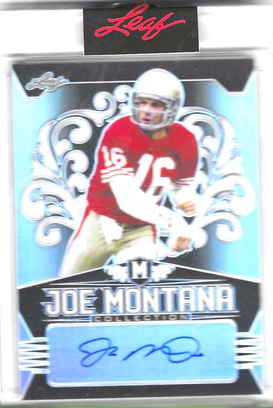 JOE MONTANA 2020 LEAF JOE MONTANA COLLECTION SILVER AUTO #D 5/10