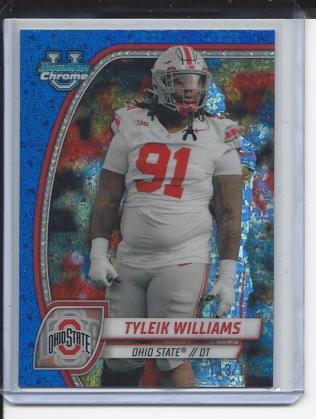 TYLEIK WILLIAMS 20224 BOWMAN CHROME UNIVERSITY BLUE MINI DIAMOND REFRACTOR /175