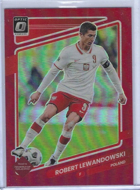 ROBERT LEWANDOWSKI 2021-22 PANINI DONRUSS ROAD QATAR OPTIC RED HOLO PRIZM /149