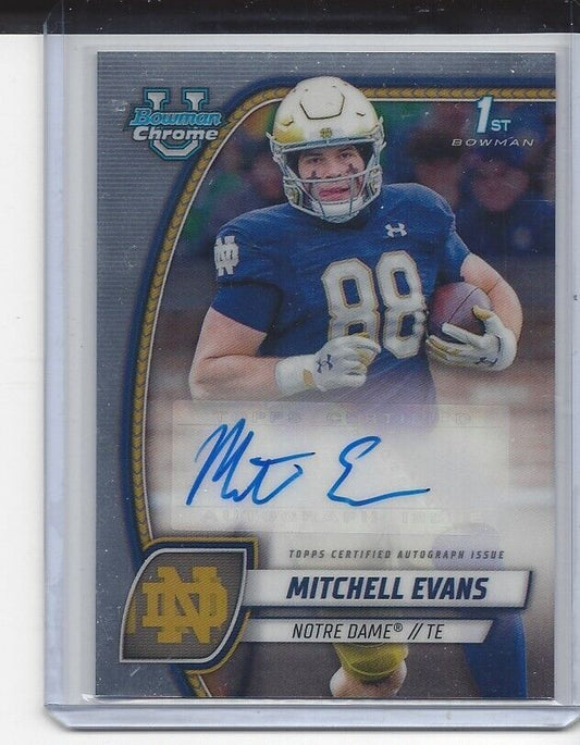MITCHELL EVANS 2024 BOWMAN CHROME UNIVERSITY 1ST NOTRE DAME AUTO