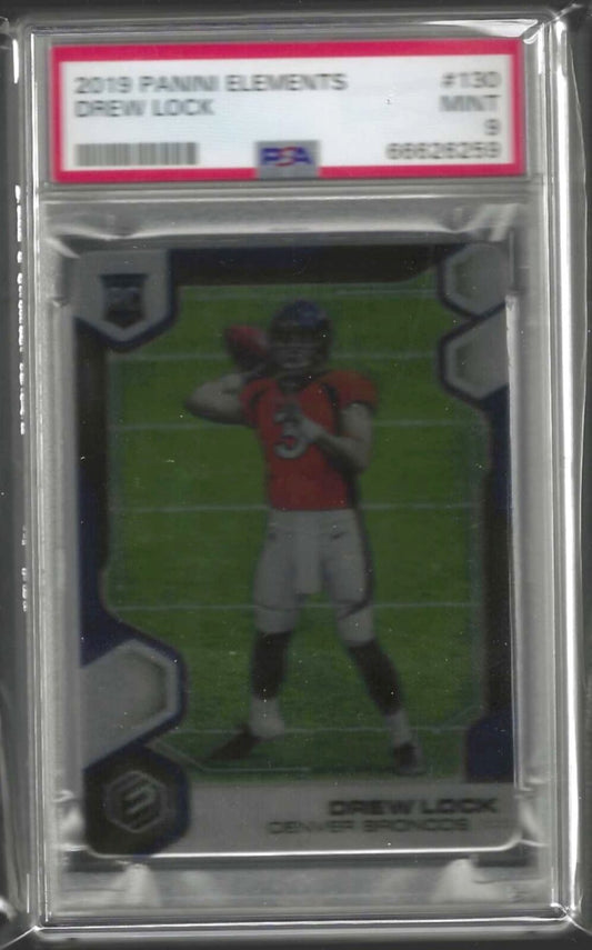 DREW LOCK 2019 PANINI ELEMENTS METAL ROOKIE RC #D 44/75 PSA 9 MINT POP 1/1