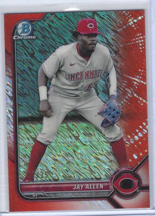 JAY ALLEN 2022 BOWMAN CHROME ORANGE SHIMMER REFRACTOR PROSPECT #D 02/25