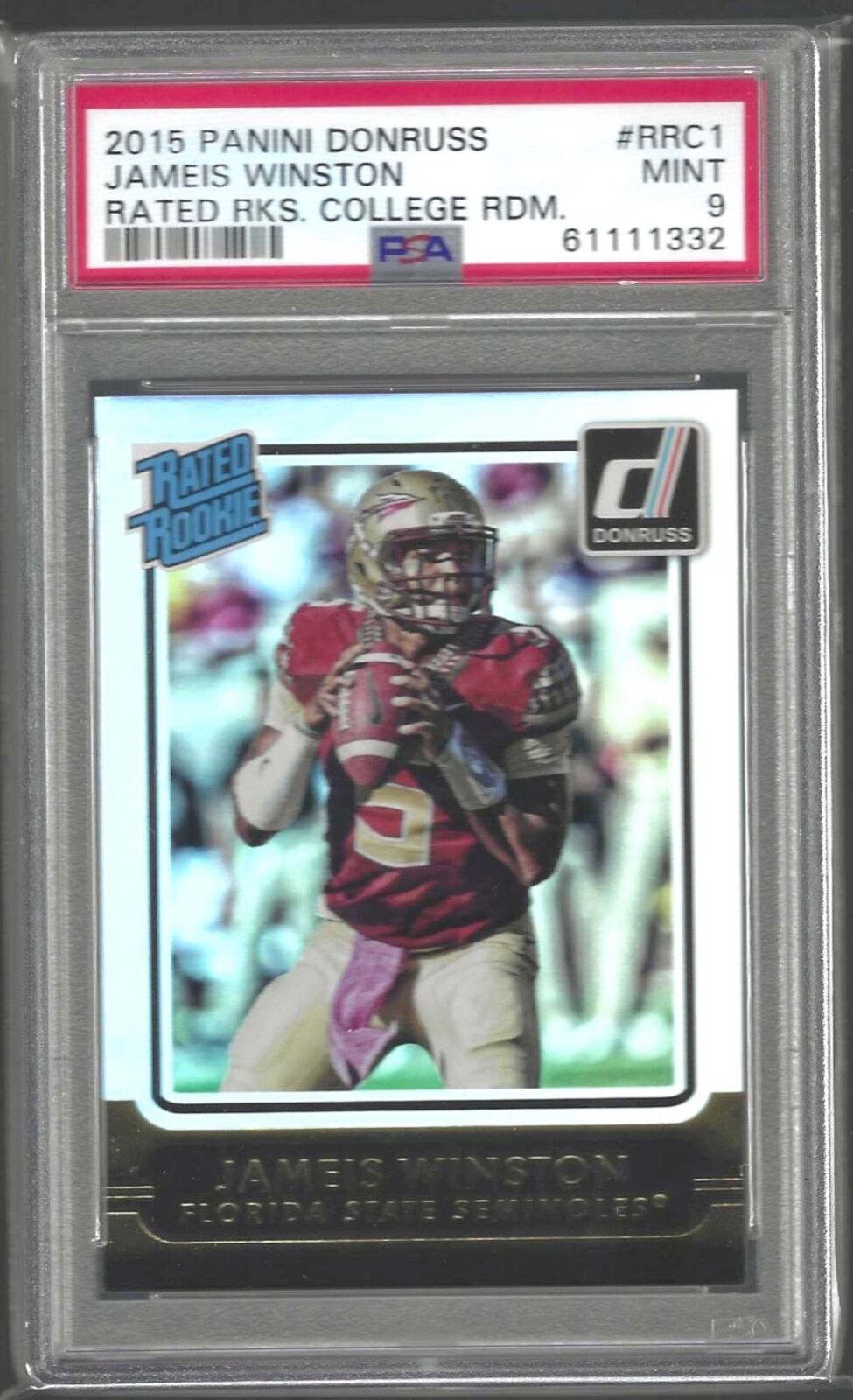 JAMEIS WINSTON 2015 DONRUSS SILVER FOIL COLLEGE REDEMPTION SP RC #1 PSA 9 POP 11